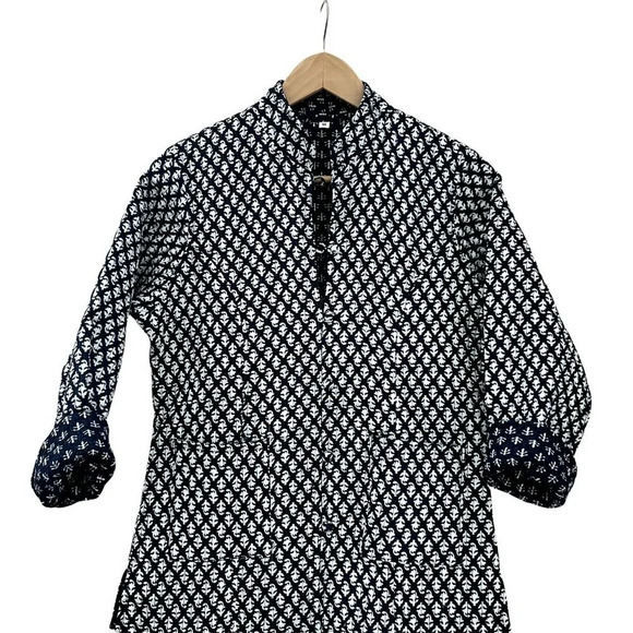 Indigo Block Print Kantha Quilted Jacket - Picture 3 of 8